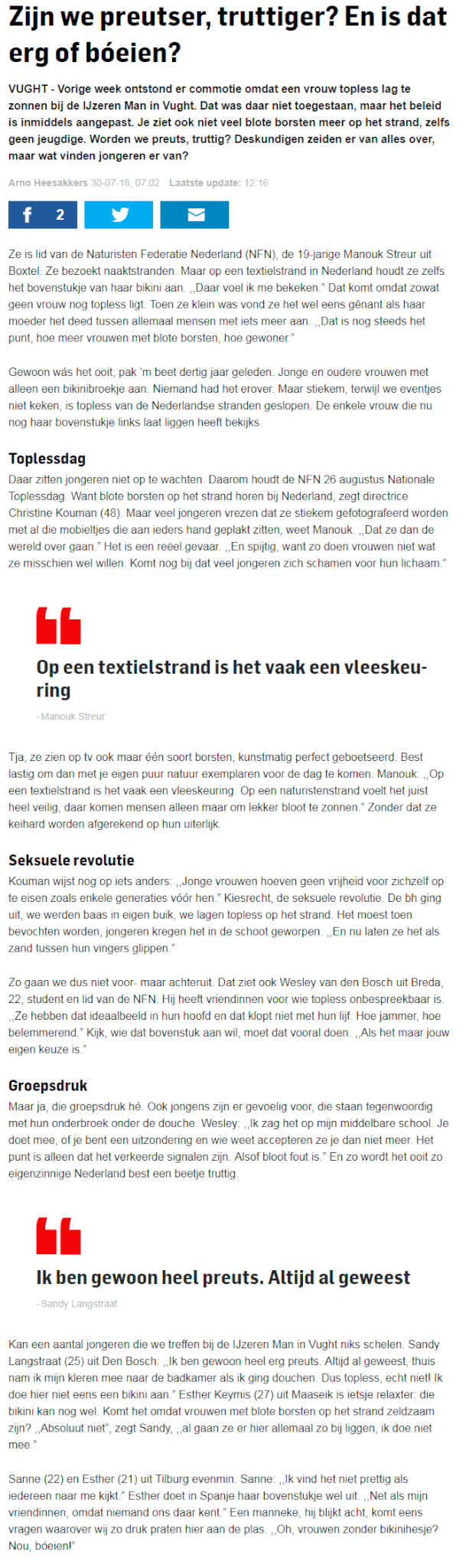 Artikel BD - Zijn we preutser, truttiger?