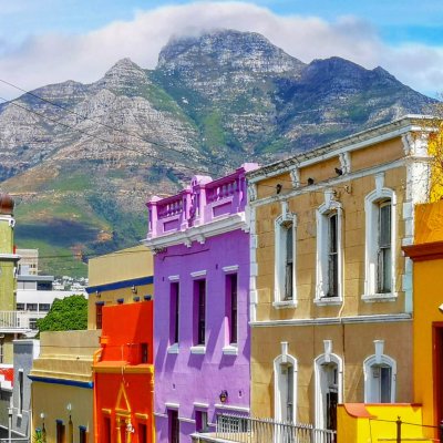 Kaapstad Bo Kaap Malay Quarter daken met Tafelberg op de achtergrond