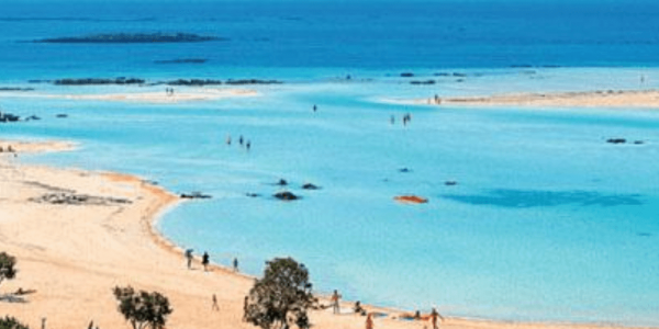 Naaktstrand, Elafonisi beach, kreta, griekenland blootgewoon